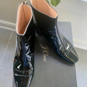 J. Crew Black Patent Leather Ankle Boots